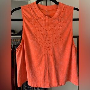 Sage Collective Orange Boxy Sleeveless Tank Top